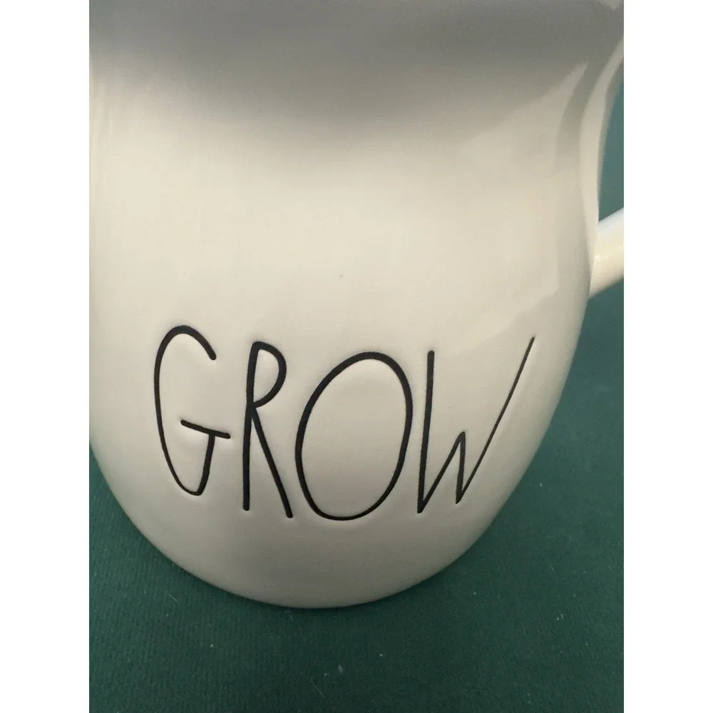 Rae Dunn Watering Can Grow White Ceramic Indoor Plant Decor Planter Vase